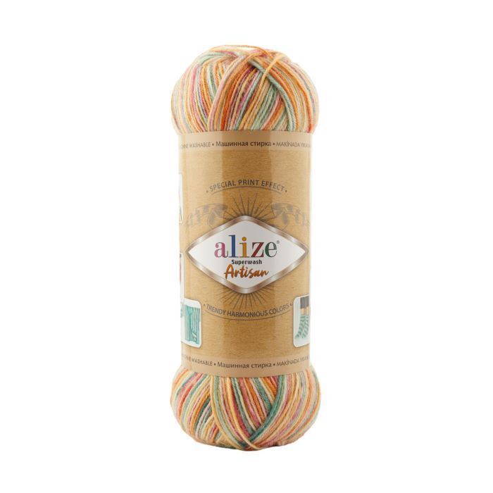 Alize Superwash Artisan - sukkalanka 100g, kirjava aprikoosi