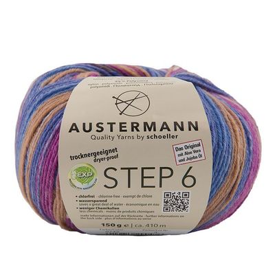 Austermann Step 6-säikeinen, kirjava sukkalanka 150g - Zwetschge