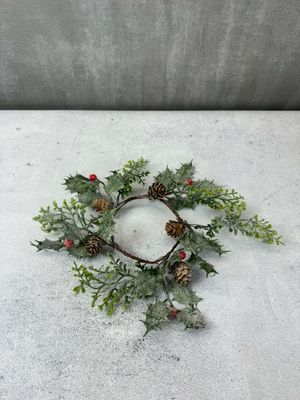 Kynttilämansetti / minikranssi, 25cm
