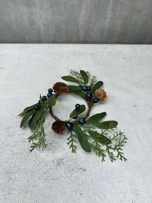 Kynttilämansetti / minikranssi mustikka, 25cm
