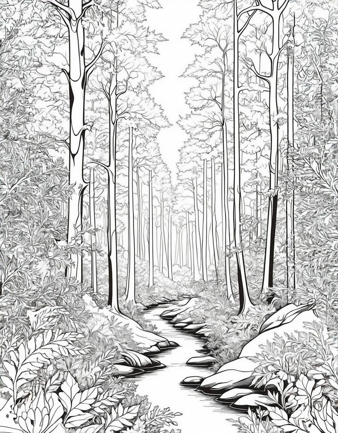 Värityskuva - väritystaulu - Metsä