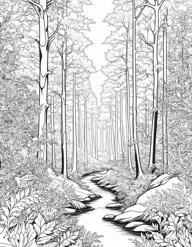 Värityskuva - väritystaulu - Metsä
