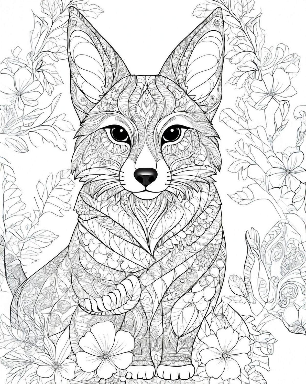 Värityskuva - väritystaulu - Fantasy Fox