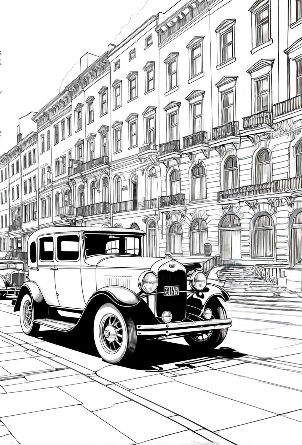 Värityskuva - väritystaulu - Klassikkoauto