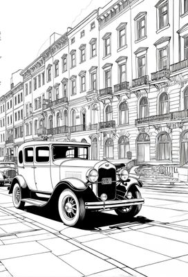Värityskuva - väritystaulu - Klassikkoauto