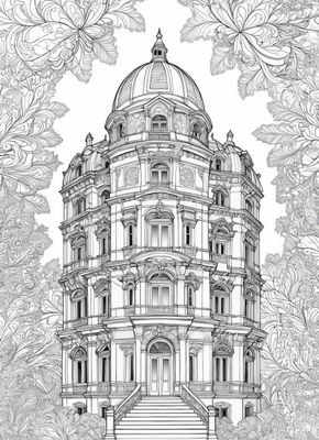 Värityskuva - väritystaulu - Old Bank Rakennus