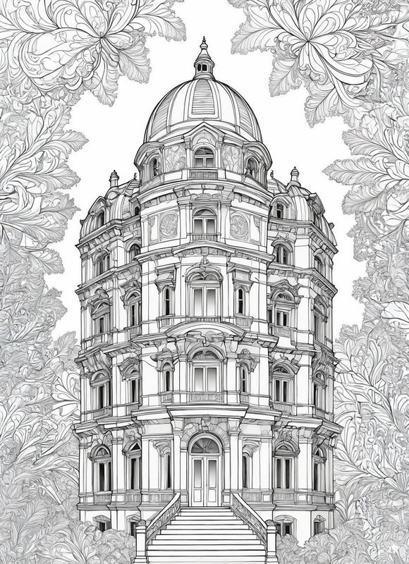 Värityskuva - väritystaulu - Old Bank Rakennus