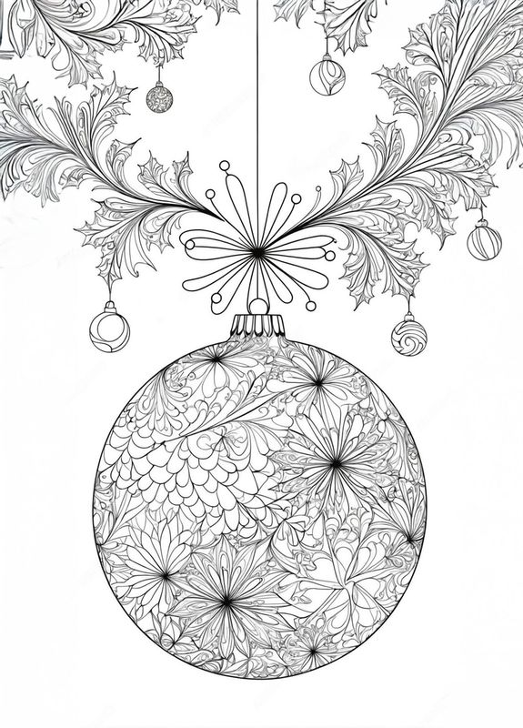 Värityskuva - väritystaulu - joulupallo