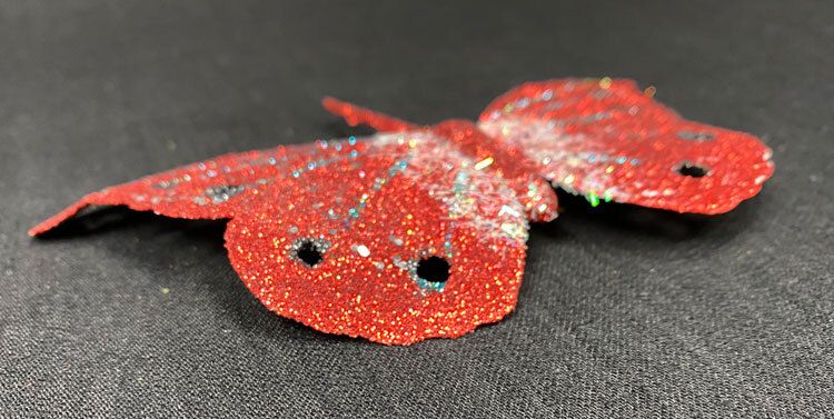Punainen koristeperhonen, glitter