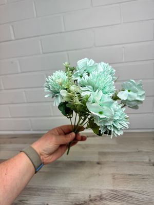 Tekokukkakimppu vaalea turkoosi/vihreä