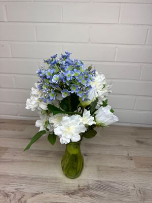 Tekokukkakimppu hortensia, sininen/valkoinen