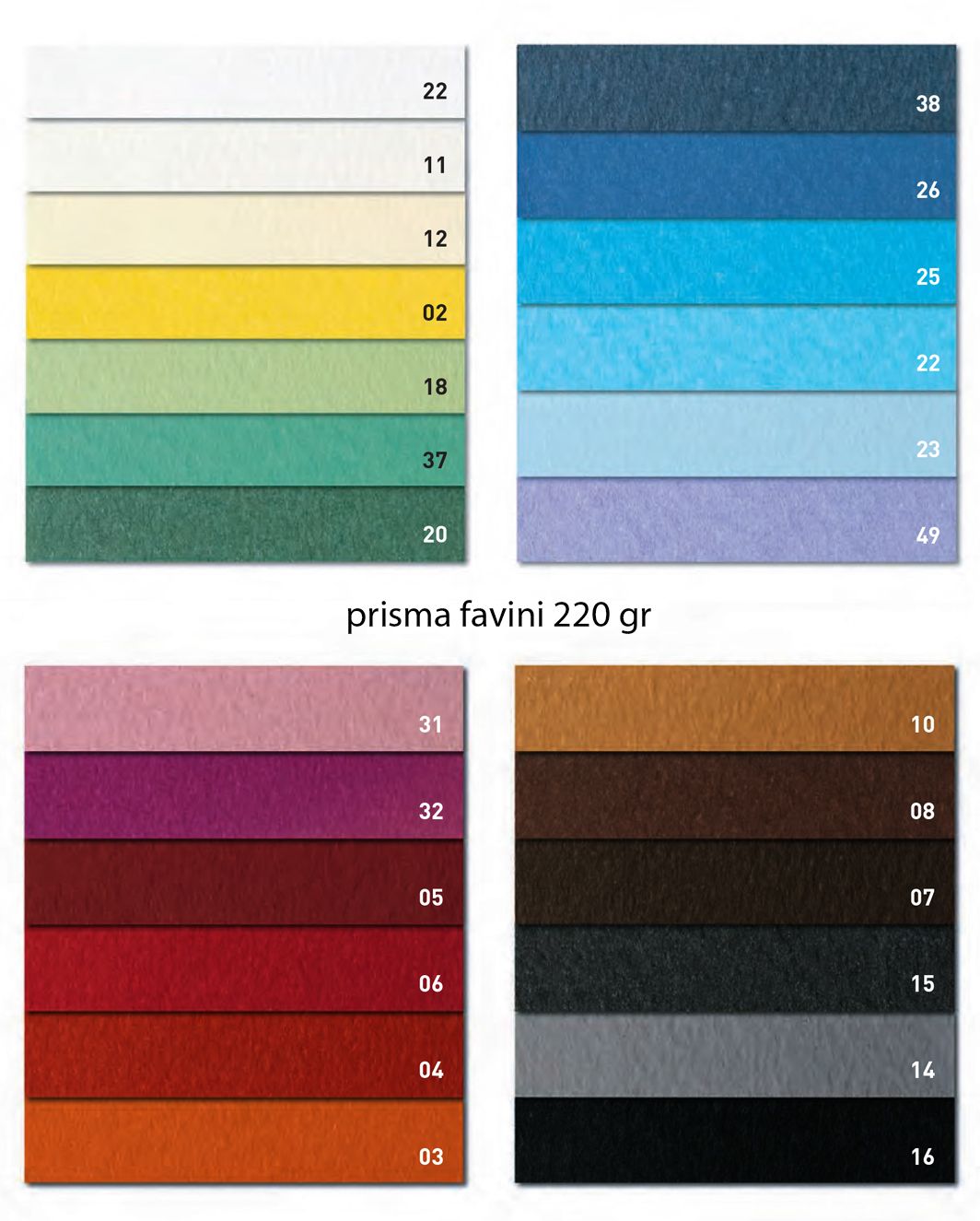 Coloured cardboards paper 50 x 70 220 gr