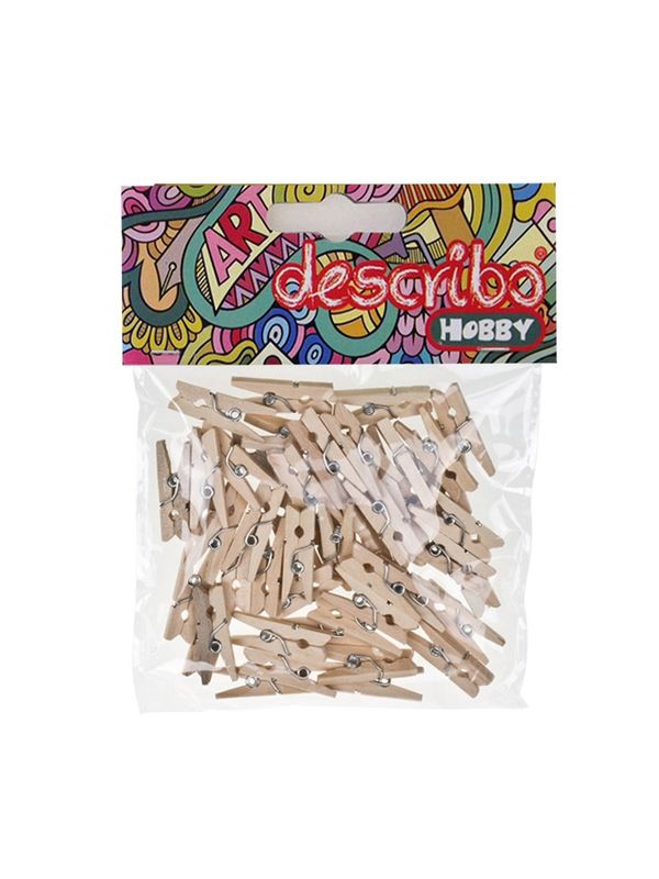 WOODEN CRAFT CLIPS NATURAL COLOR 40 PCS SET 25X6 MM DESCRIBO