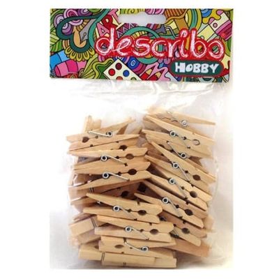 WOODEN CRAFT CLIPS NATURAL COLOR 40 PCS SET 25X6 MM DESCRIBO