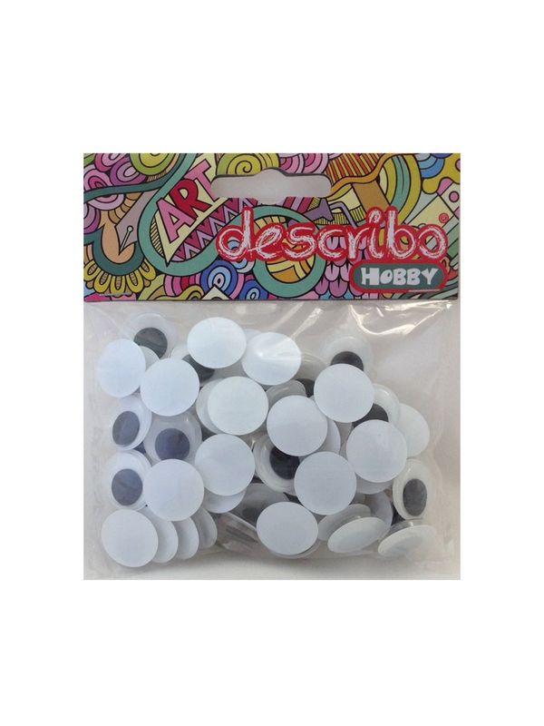 WIGGLE EYES BLACK PLASTIC 15mm 80PCS