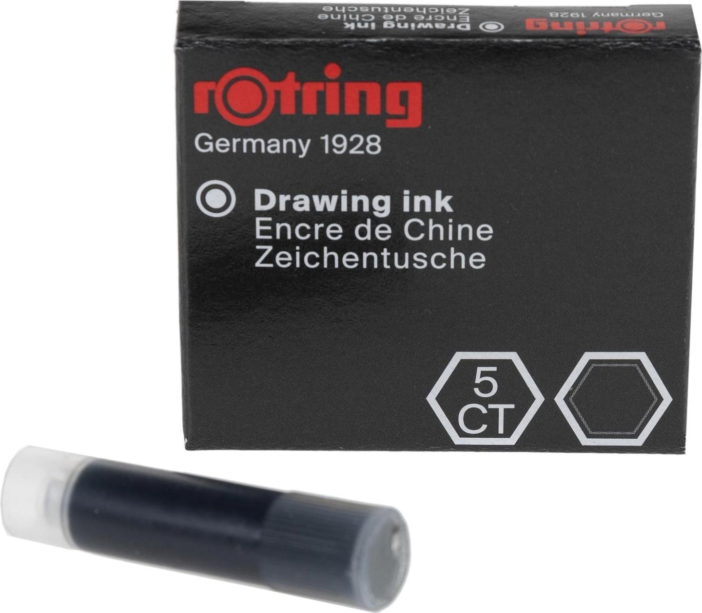 Rotring Drawing Ink 5 cartridges set black