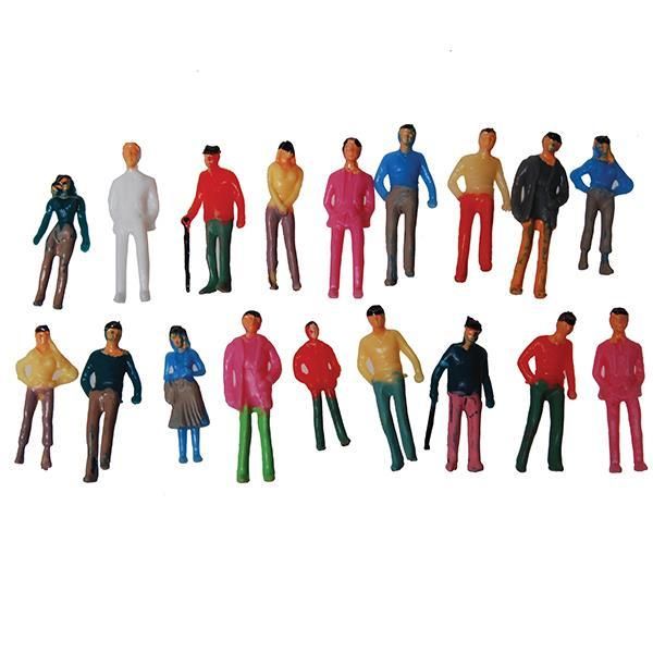 Colored plastic human figures for models 1:75 2,5cm height