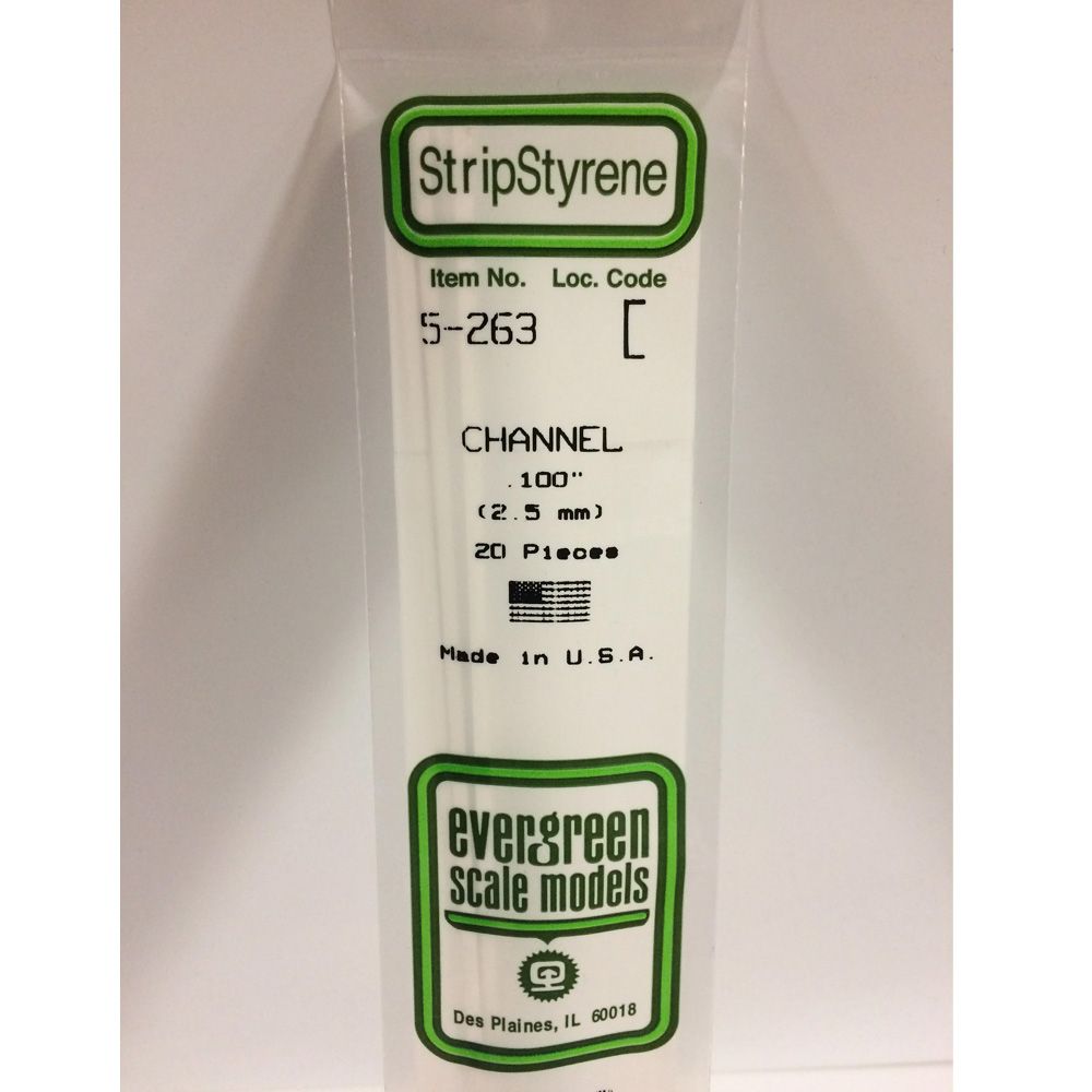 Polystirene channel strips white Evergreen 263 2.5mm  X 35cm (4pcs)
