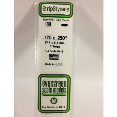 Polystirene strips white Evergreen 189 3.2mm X 6.3mm X 35cm (5pcs)