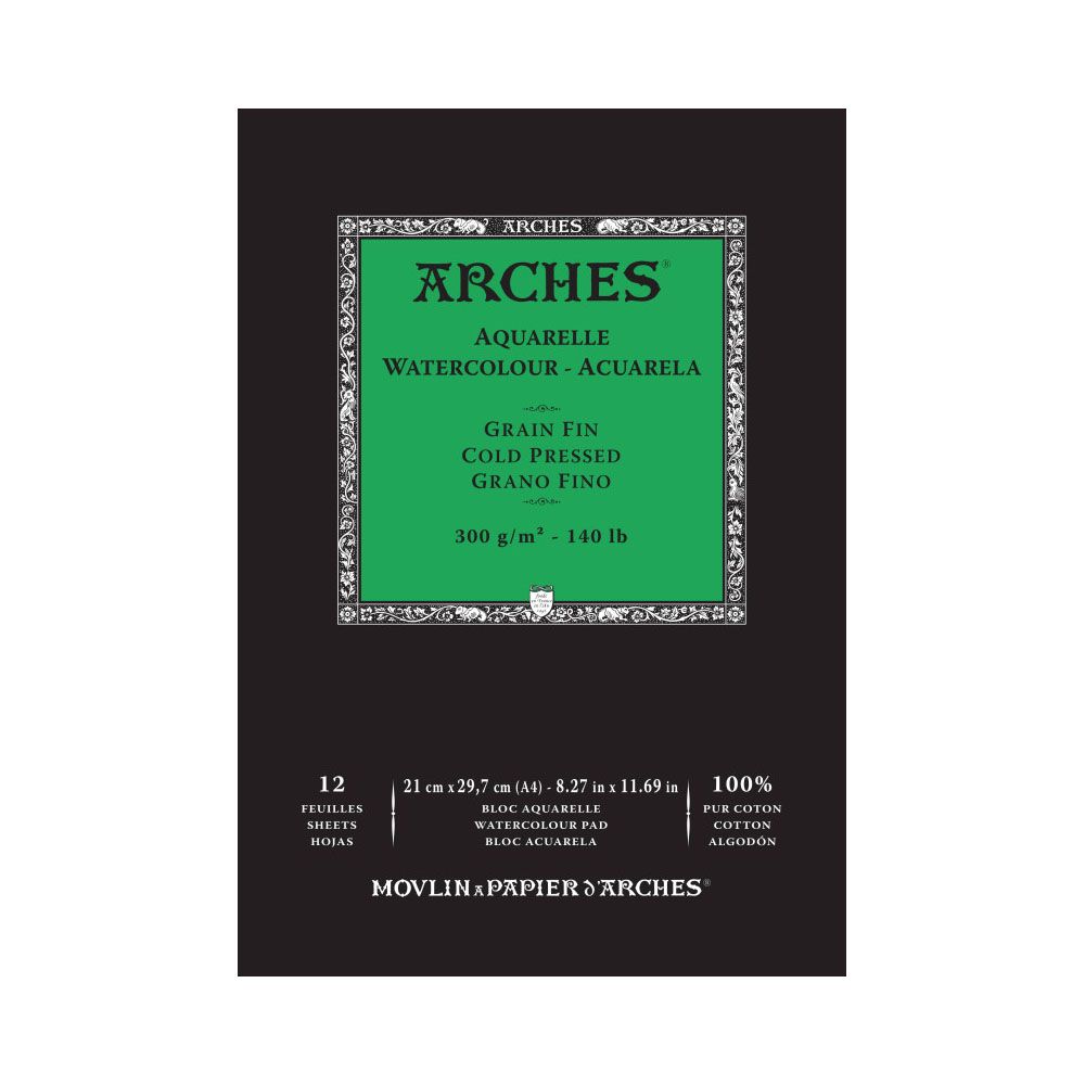Arches Watercolour Cold Pressed Pad 100% cotton 300gsm 12s.