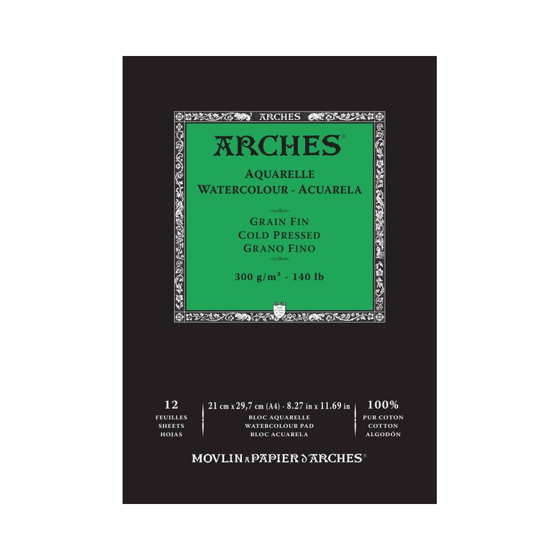 Arches Watercolour Cold Pressed Pad 100% cotton 300gsm 12s.