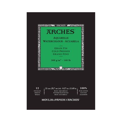 Arches Watercolour Cold Pressed Block 300gsm 100% Cotton 12 Sheets