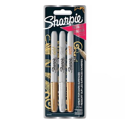 Sharpie Permanent Markers Metallic Fine Tip set 3pcs 1