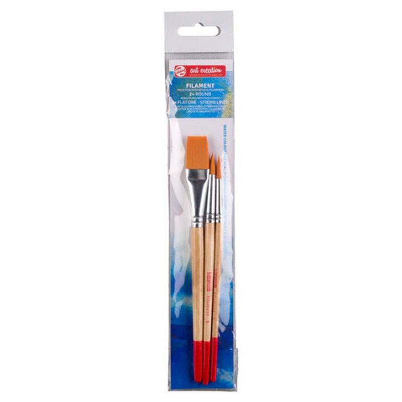Art Creation Synthetic Watercolour Brushes set 2 rounds (6-8) and 1 flat (5/8&quot;)