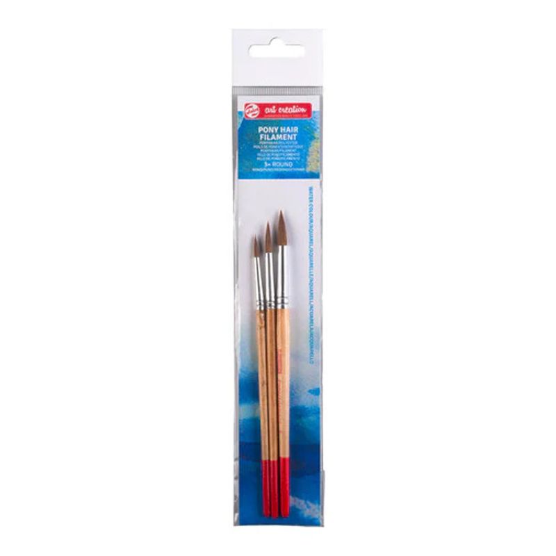 Art Creation Natural Pony Hair Watercolour Brushes set rounds (4-6-8)