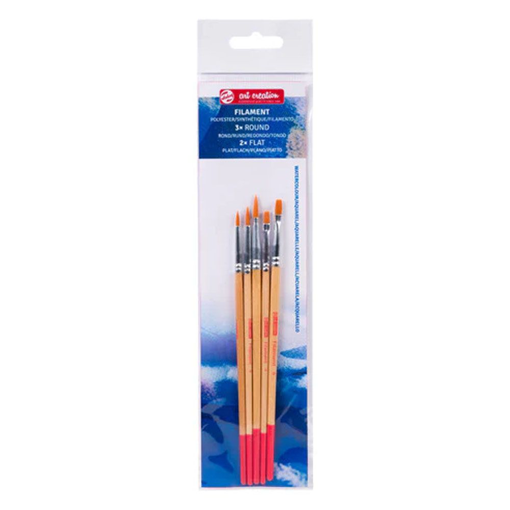 Art Creation Synthetic hair watercolour brushes set rounds (2-4-6) and flat (4-6)
