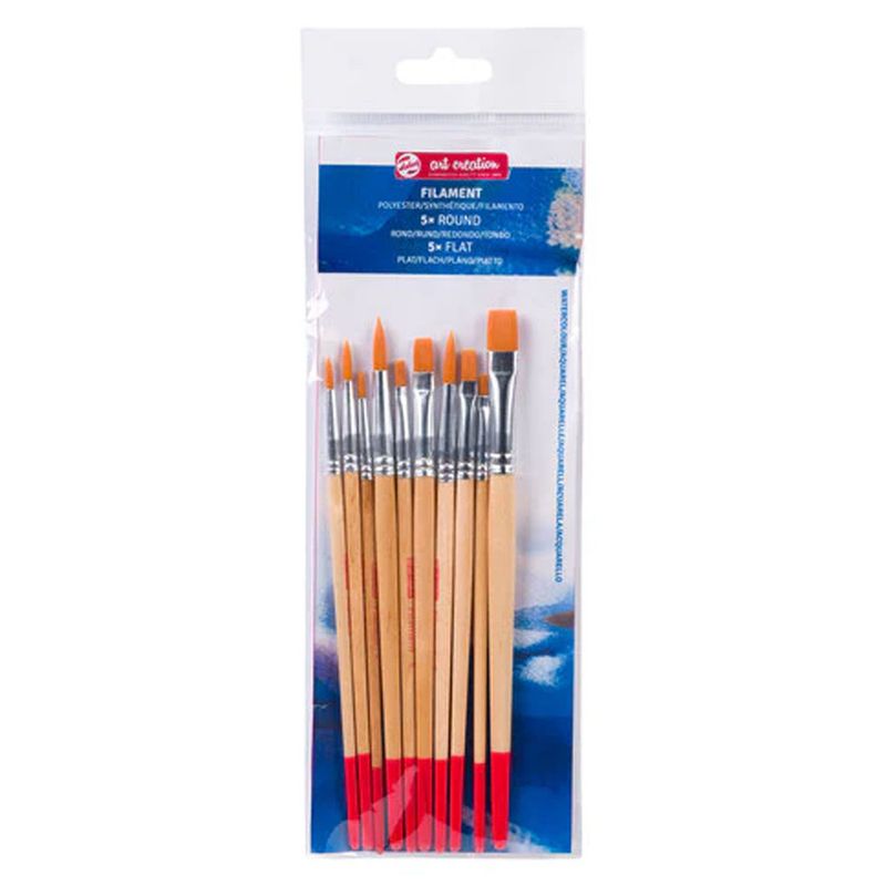 Art Creation Synthetic hair watercolour brushes set rounds (2-4-6-8-10) and flat (4-6-8-10-14)