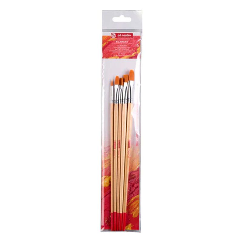 Art Creation Synthetic hair oil/acrylic brushes set round (6), flat (4-10), cat tongue(4-10)