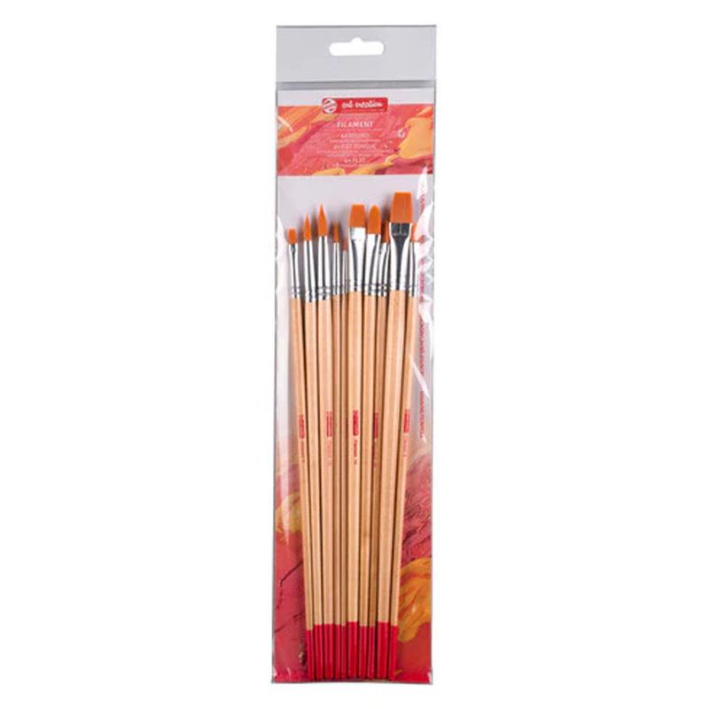 Art Creation Synthetic hair oil/acrylic brushes set round (6), flat (4-10), cat tongue(4-10)