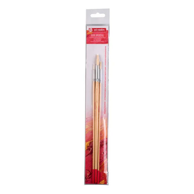 Art Creation natural Hog hair oil/acrylics brushes set round (2-6-10)