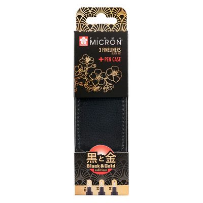 Sakura Pigma Black &amp; Gold Fineliner Set