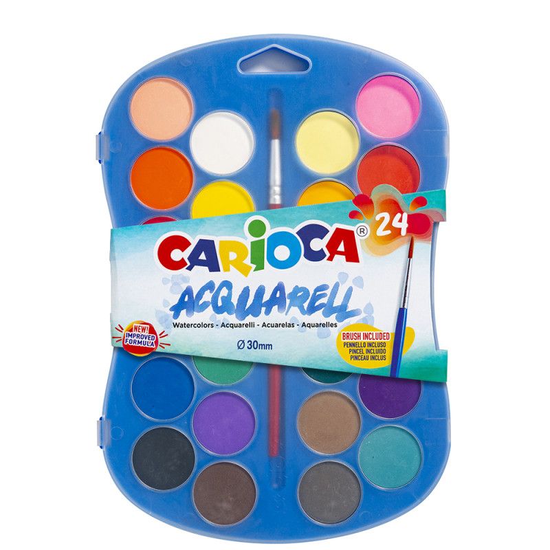 Carioca watercolors 24 colors set with brush