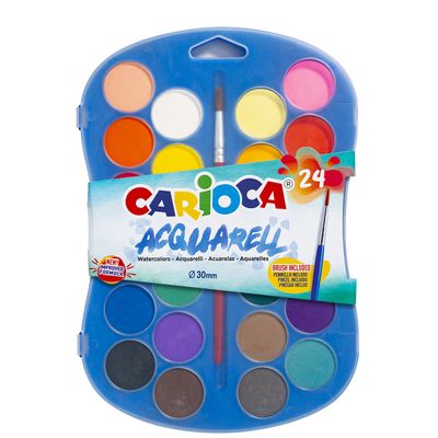 Carioca watercolors 24 colors set with brush