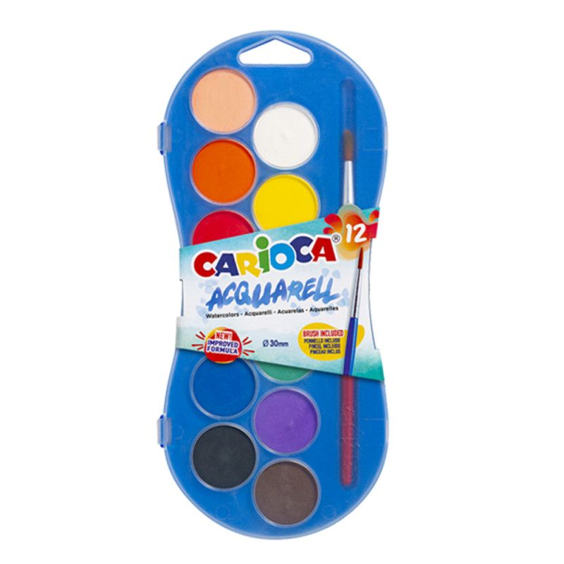 Carioca watercolors 12 colors with brush set