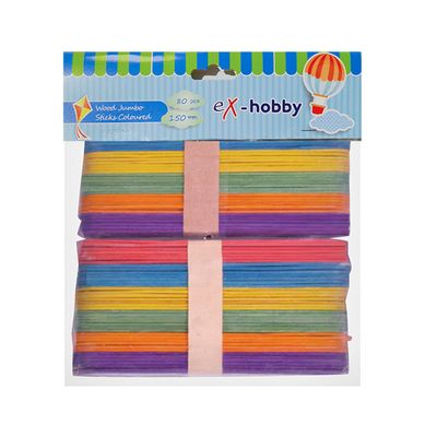 Colored Wooden Craft Sticks 150mm 50 Pieces