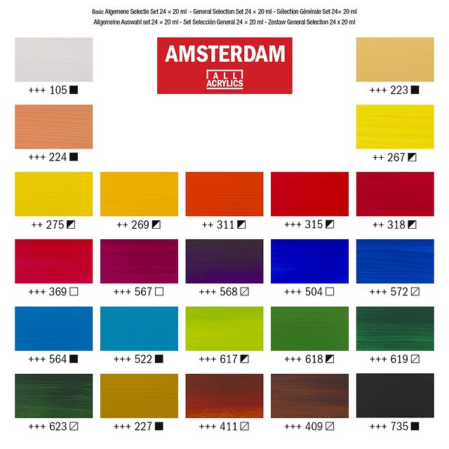 Amsterdam Acrylic Paint Set 24 Colors x 20ml for Canvas