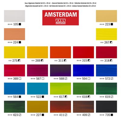 Amsterdam Acrylic Paint Set 24 Colors x 20ml for Canvas