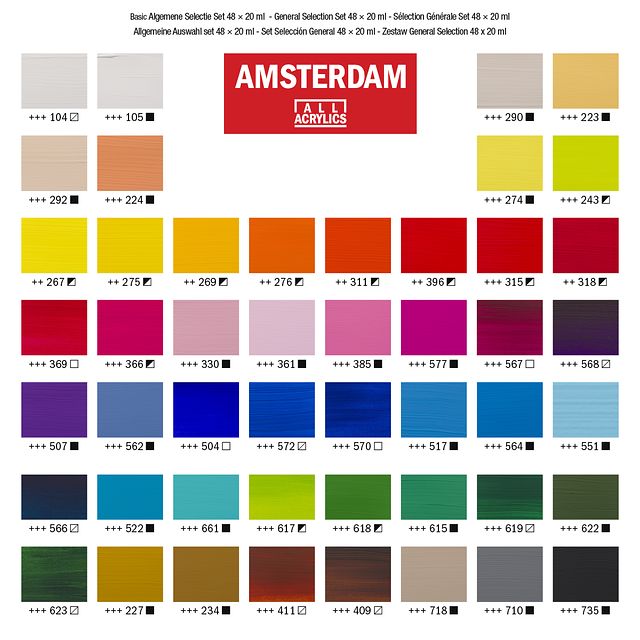Amsterdam Acrylic Paint Set 48 Colors x 20ml Professional