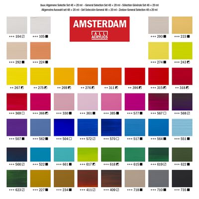 Amsterdam Acrylic Paint Set 48 Colors x 20ml Professional