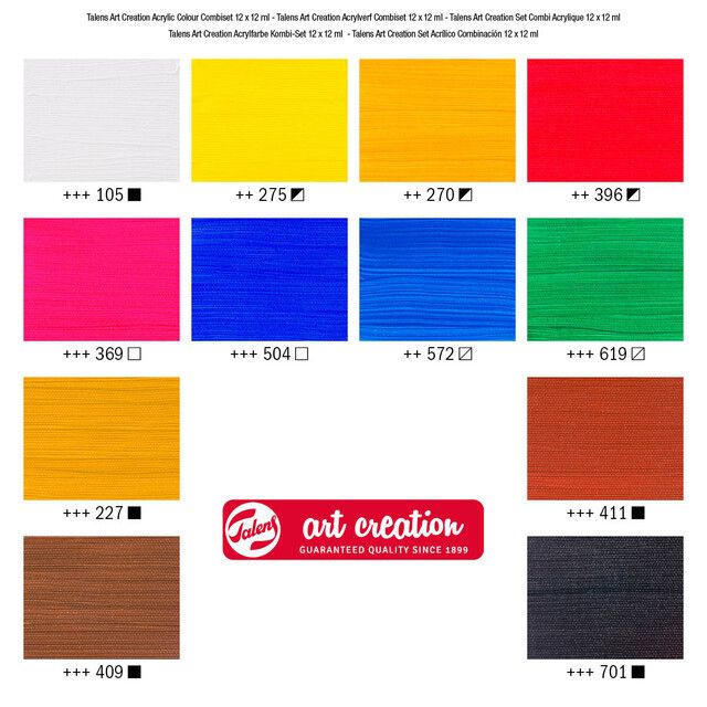 Talens Art Creation acrylic paint set 12x12ml for painting and creativity