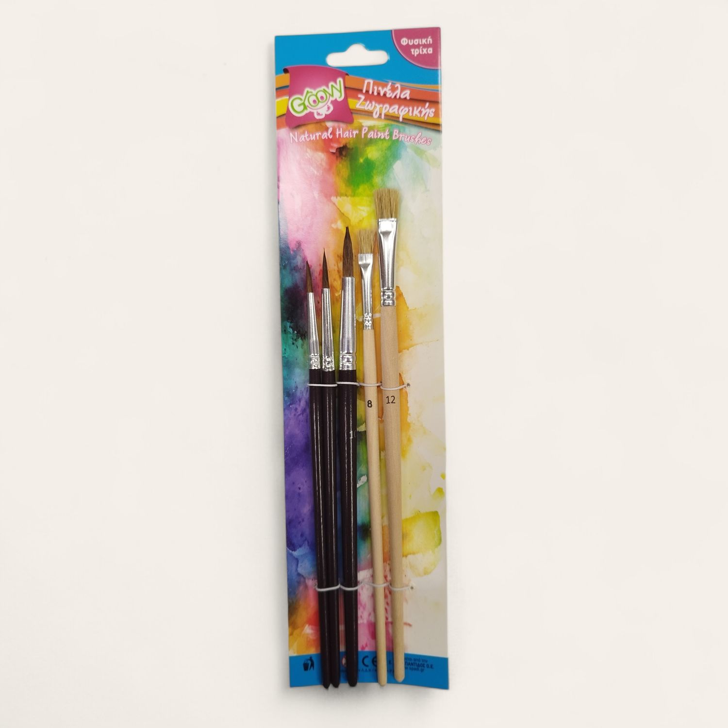 Set of 5 school paint brushes for kids and students