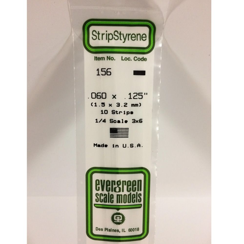 Evergreen Styrene Strips 156 5 x 3.2mm x 35cm 10 pcs
