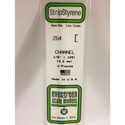 Evergreen Styrene Channel Strips 264 3.2mm x 35cm 4 pcs