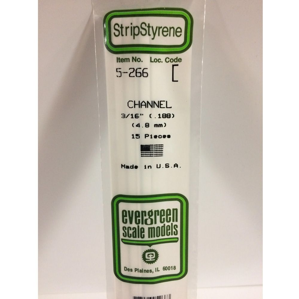Evergreen Styrene Channel Strips 266 4.8mm x 35cm 3 pcs