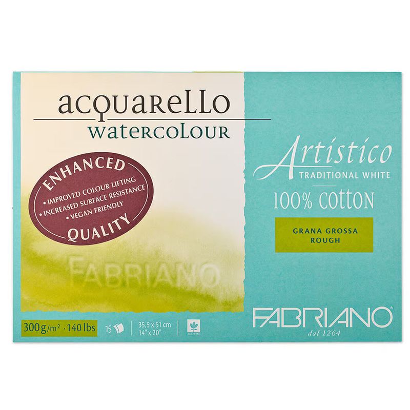 Fabriano Artistico Watercolour Rough Pad 300gsm 12.5x18cm 25 Sheets