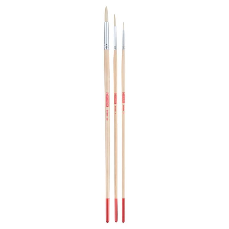 Art Creation natural Hog hair oil/acrylics brushes set round (2-6-10)